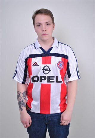 VINTAGE ADIDAS FC BAYERN MUNICH FOOTBALL JERSEY, SOCCER TEE