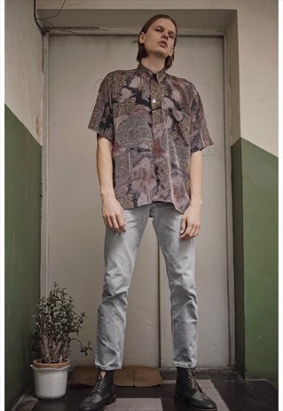 VINTAGE SILK PATTERNED PRINTED SHIRT LIKE DIOR FROM 80S