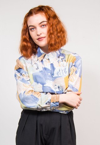 90'S VINTAGE PASTEL PATTERN BLOUSE SHIRT
