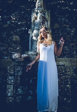 "BABE WITH THE POWER" - BEADED & FRINGED WEDDING DRESS