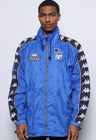 VINTAGE KAPPA TAPE LOGO ITALIA WINDBREAKER JACKET BLUE