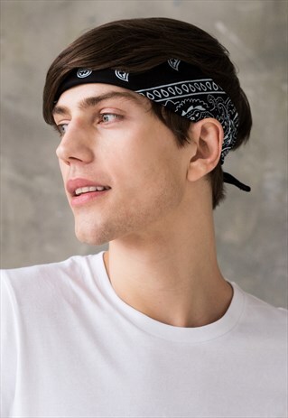 SET OF 3 COLOUR BANDANAS BLACK RED WHITE PAISLEY BANDANA