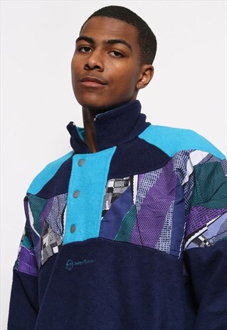 VINTAGE SERGIO TACCHINI LOGO FLEECE BLUE