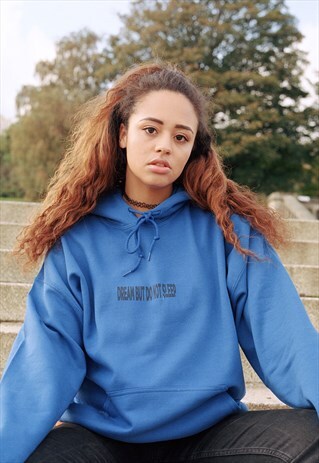 ROYAL BLUE HOODIE WITH DREAM BUT DO NOT SLEEP LOGO