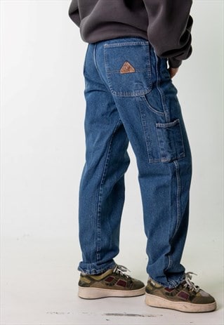 Blue Denim 90s Baggy Hip Hop Cargo Skater Pants Jeans