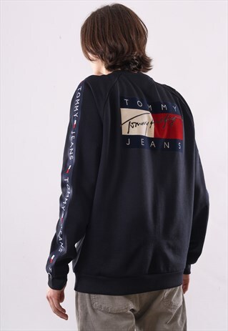 VINTAGE MEN TOMMY HILFIGER BIG LOGO STRIPES TRACK TOP JACKET