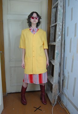 Vintage 90's baggy long festival summer blazer jacket yellow