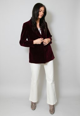 Snob Vintage Ladies Burgundy Velvet Tuxedo Jacket 12