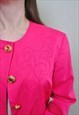 VINTAGE PINK CROPPED BLAZER, 90S GOLD BUTTONS JACKET, WOMEN 