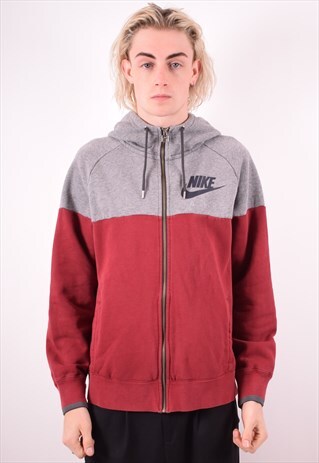 NIKE MENS VINTAGE HOODIE SWEATER LARGE MAROON 90S