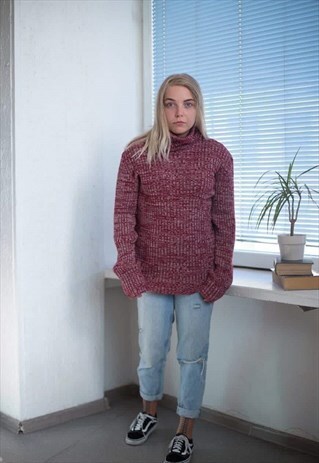 VINTAGE 90'S MAROON TURTLE NECK JUMPER