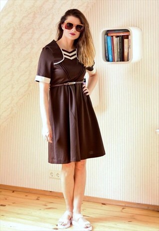 BROWN AND CREAM VINTAGE DRESS