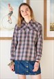 PURPLE AND BLACK CHECKED LONG SLEEVE SHIRT