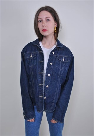 90S JEANS BLAZER, 80S WOMEN DENIM JACKET, SIZE M