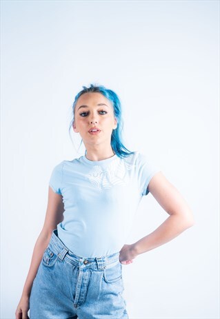 VINTAGE PUMA T-SHIRT 1990S IN BLUE WITH WHITE PRINT