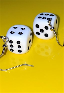 90s 00s Black and White Dice Earrings