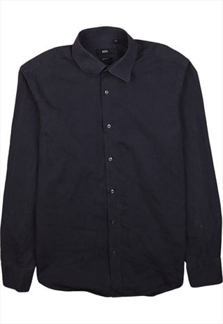 Vintage 90's HUGO BOSS Shirt Long Sleeves Button Up Black