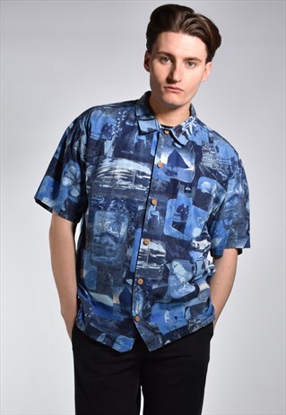 VINTAGE 90S QUICKSILVER ALLOVER PRINT SURF SHIRT