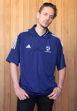 VINTAGE 1990S NAVY BLUE ADIDAS FOOTBALL SHIRT
