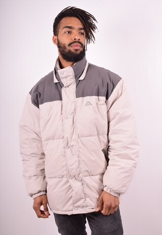 KAPPA MENS VINTAGE PADDED JACKET XL GREY 90S