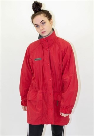 VINTAGE COLUMBIA WINDBREAKER COAT IN RED XXL
