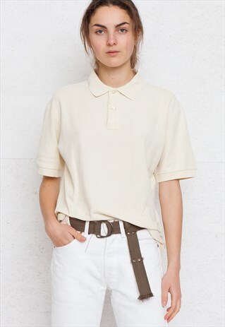 VINTAGE BEIGE FILA SHORT SLEEVE POLO SHIRT TOP