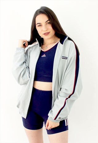 90'S RETRO OVERSIZED GREY TRACK JACKET