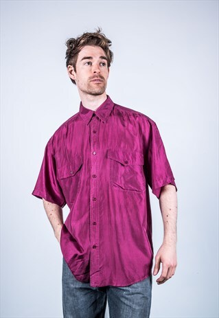 VINTAGE 1980S RED SILK SHIRT