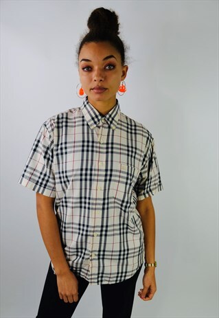 VINTAGE RARE BURBERRY NOVA PRINT SHORT SLEEVE SHIRT