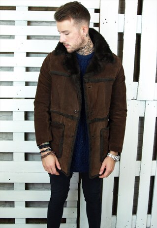 VINTAGE 70'S FAUX FUR REAL SUEDE COAT