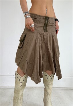Vintage Y2k Skirt Boho Fairycore Midi Long 90s Cargo Grunge