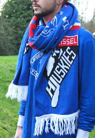 VINTAGE 90S EC KASSEL HUSKIES ICE HOCKEY SCARF - 10FT