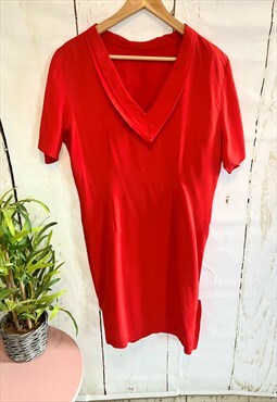 Vintage Red V-Neck Short Sleeved 90's Mini Dress