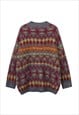 GEOMETRIC SWEATER ETHNIC PATTERN KNITTED JUMPER GRUNGE TOP