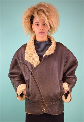 VINTAGE 90'S SHEARLING AVIATOR JACKET