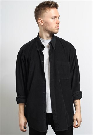 VINTAGE CORDUROY CORD SHIRT BLACK