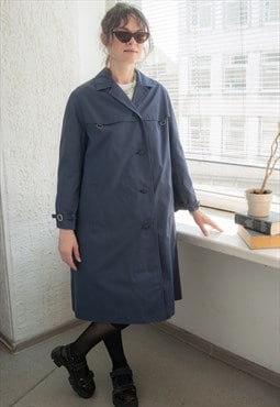 Vintage 70's Blue Trench Style Coat