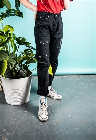 VINTAGE LEVI'S 501 BLACK PAINT MOM JEANS