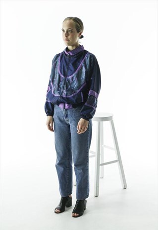 NAVY AND PURPLE BOMBER JACKET / CASUAL SPRING BOLD JACKET