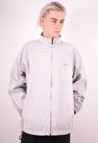 NIKE MENS VINTAGE TRACKSUIT TOP JACKET LARGE GREY 90S