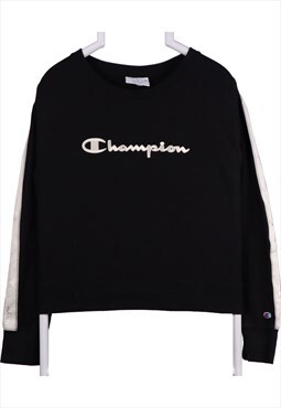 Champion 90's Spellout Logo Crewneck Sweatshirt Small Black