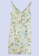 BABY BLUE CREAM FLORAL STRAPPY MINI SUMMER DRESS