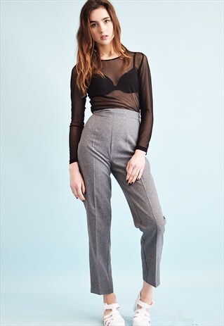 80'S RETRO CLASSY OVERSIZED STRIPED HIGHWAISTED TROUSERS