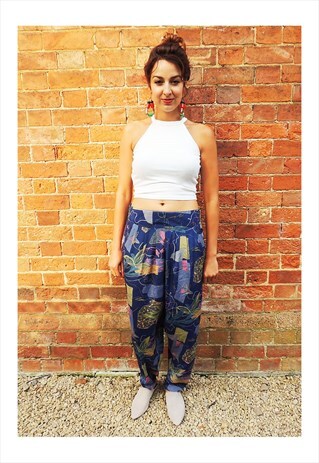 VINTAGE 80'S HIGH WAIST CRAZY PRINT HAREM PANTS