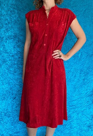VINTAGE FLANNEL TOWELLING RED SPORTS DRESS