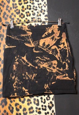Pretty Disturbia Black Bleach Mini Skirt Stretch Acid Wash