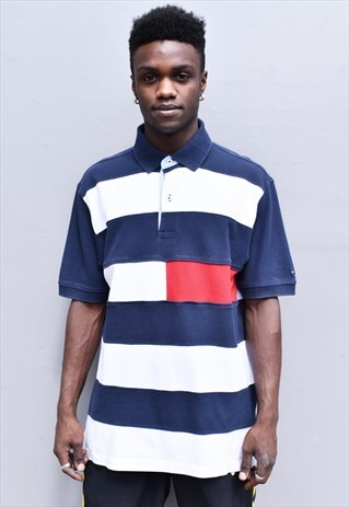 VINTAGE 90S TOMMY JEANS HILFIGER STRIPE POLO