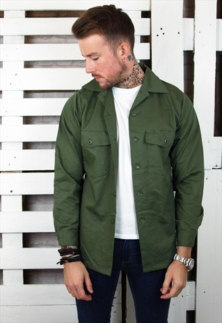 KHAKI GREEN UNISEX UTILITY WORK WEAR SHIRT