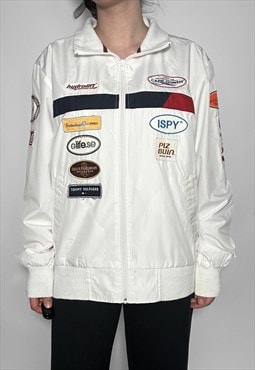 Vintage racing jacket nascar 90s racer bomber with patches 