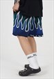 FLAME GRAFFITI SPORTS SHORTS FIRE PRINT OVERALLS PASTEL BLUE